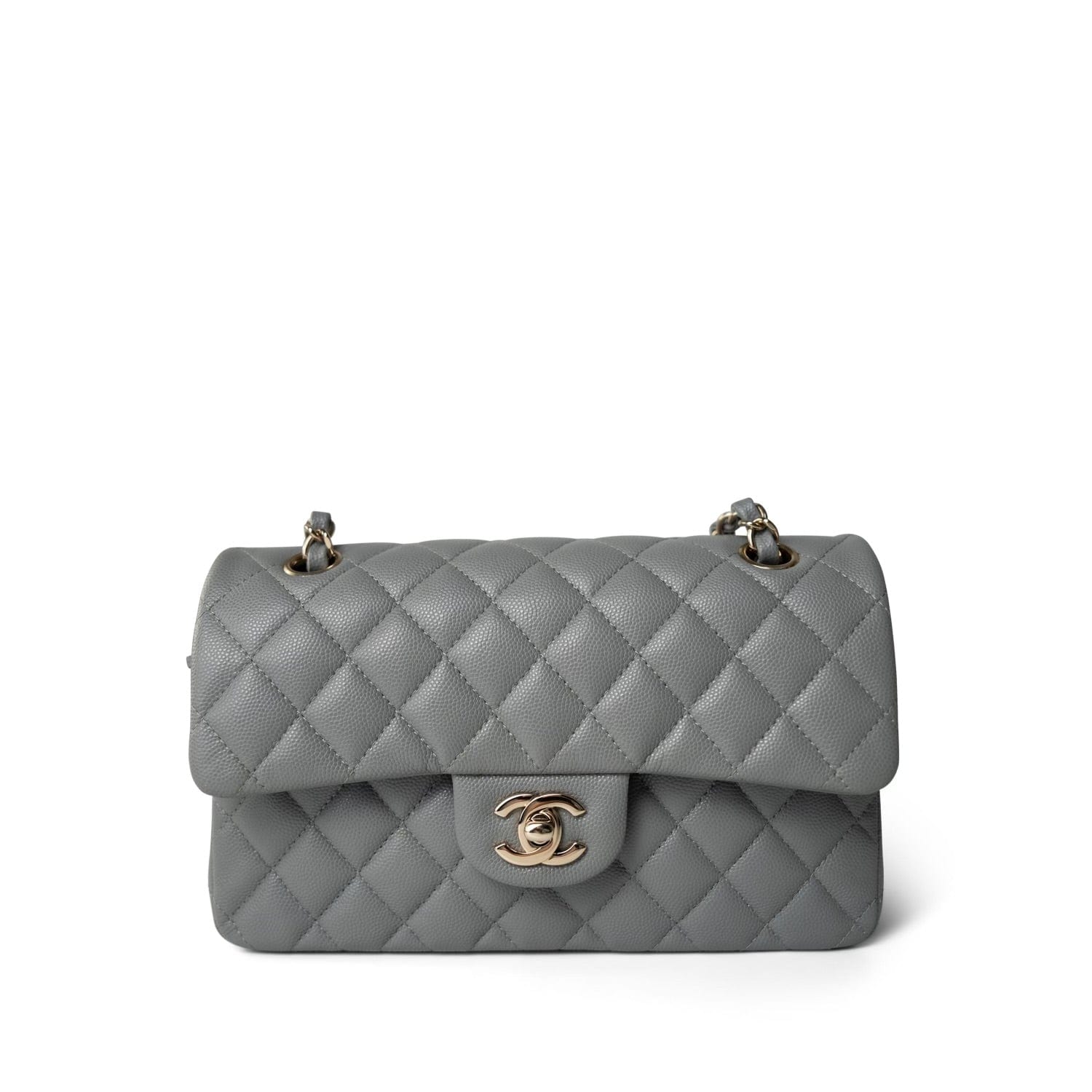 20C Grey Caviar Quilted Classic Flap Small LGHW REDELUXE