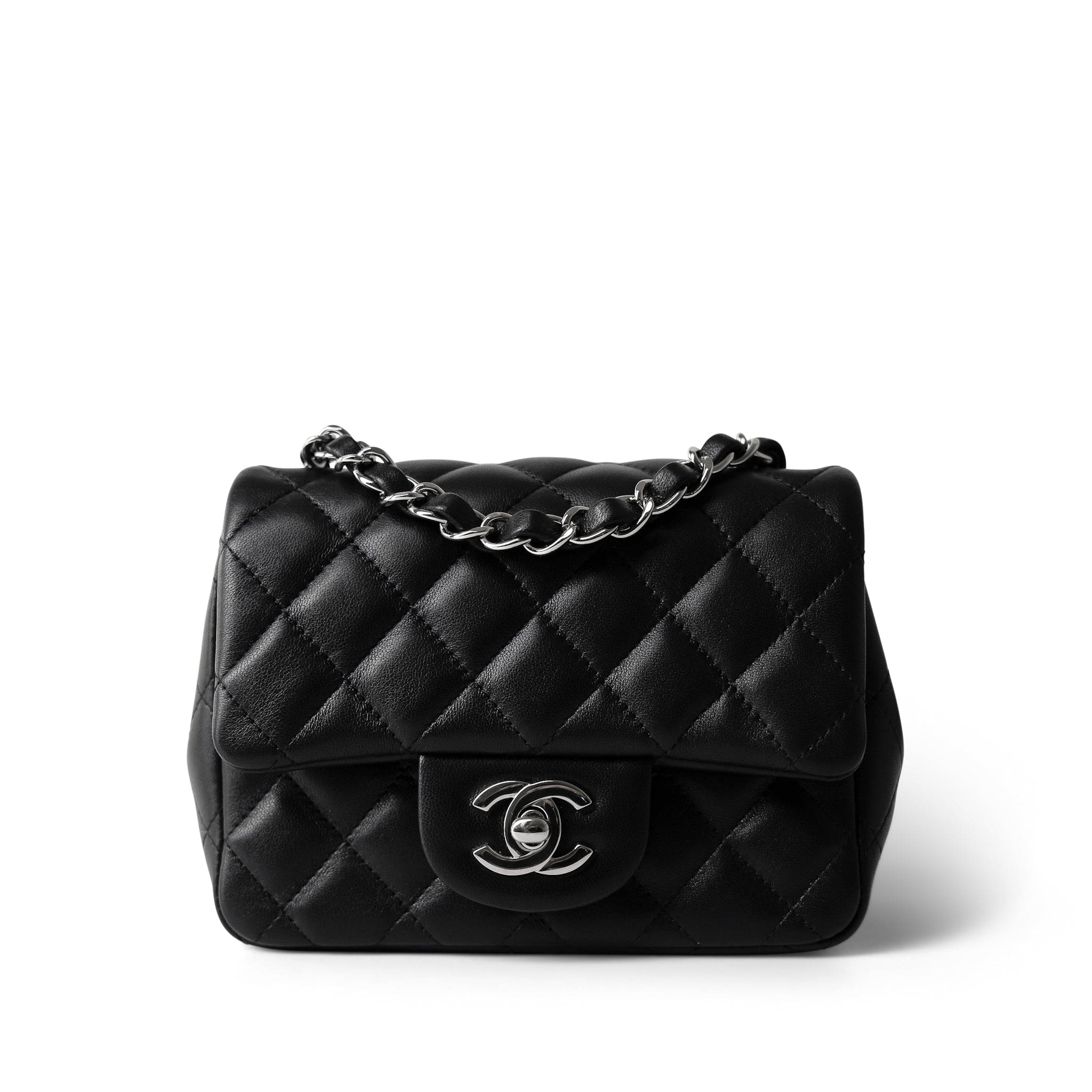 Chanel black bag with silver online hardware