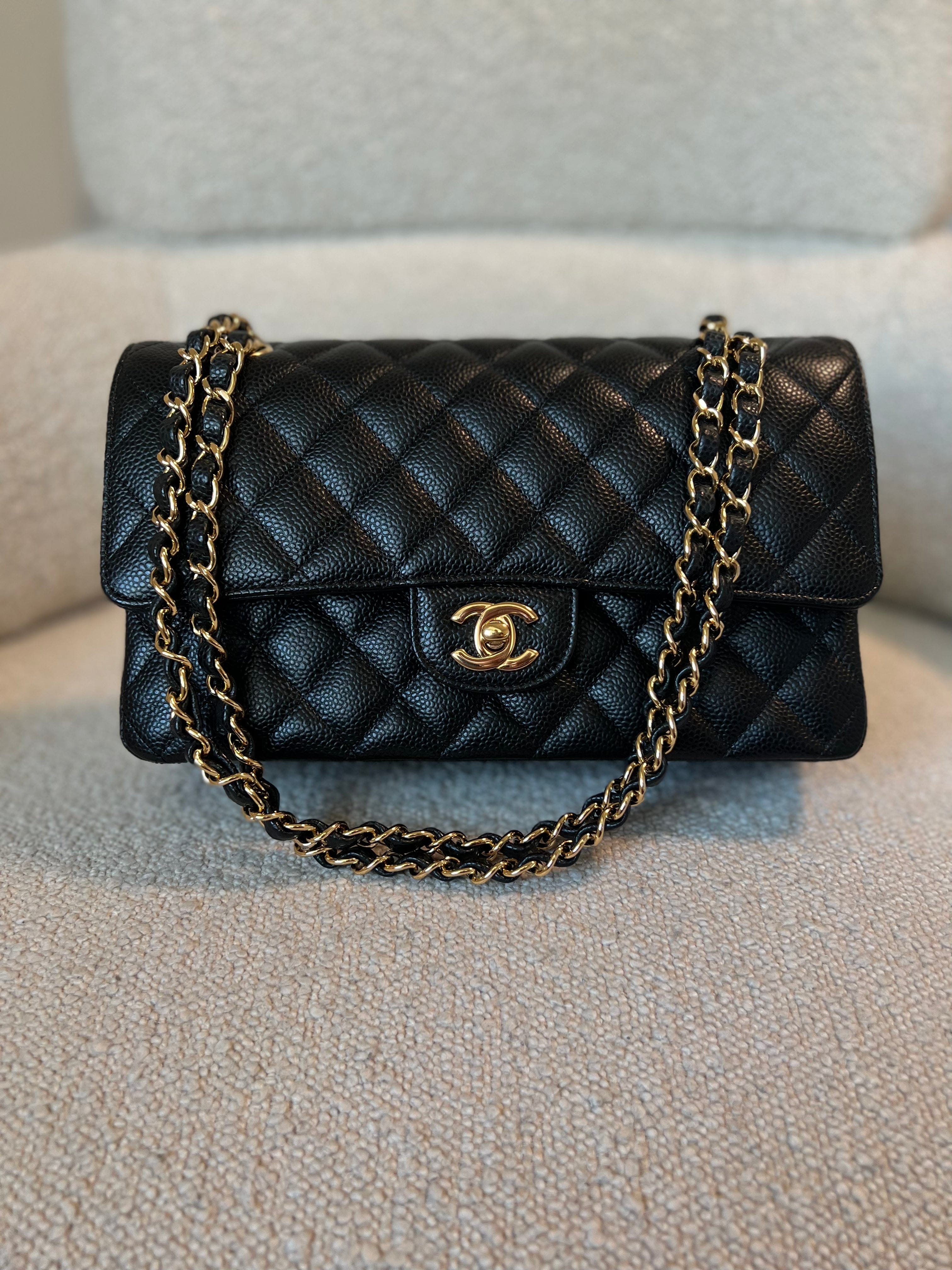 Chanel double flap medium caviar gold hardware sale