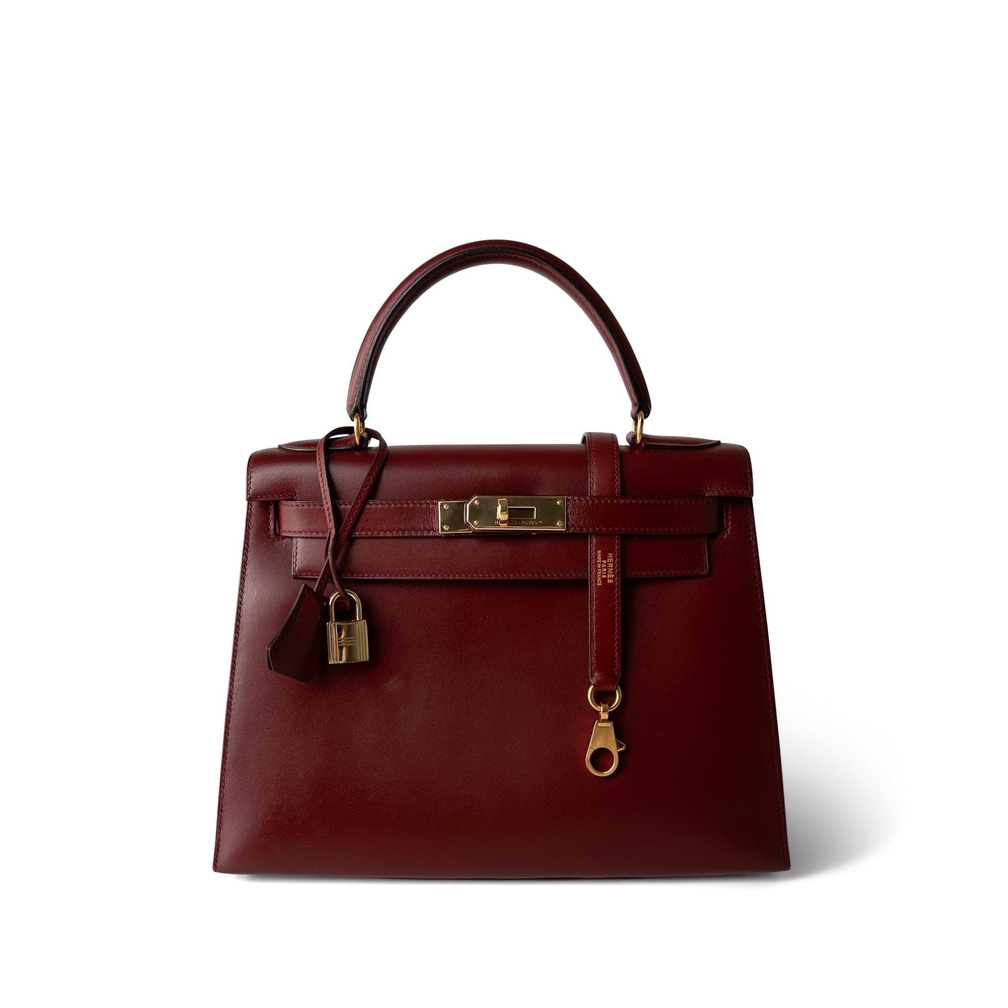 Kelly 28 Rouge H Box Calfskin Gold Plated Y Circle Stamp REDELUXE