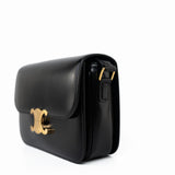 Celine Handbag Celine Triomph Black Shiny Calfskin Bag - Redeluxe