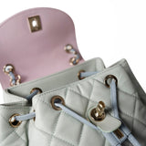 CHANEL Backpack 20C Duma Goatskin Quilted Drawstring Backpack Green Blue Pink - Redeluxe