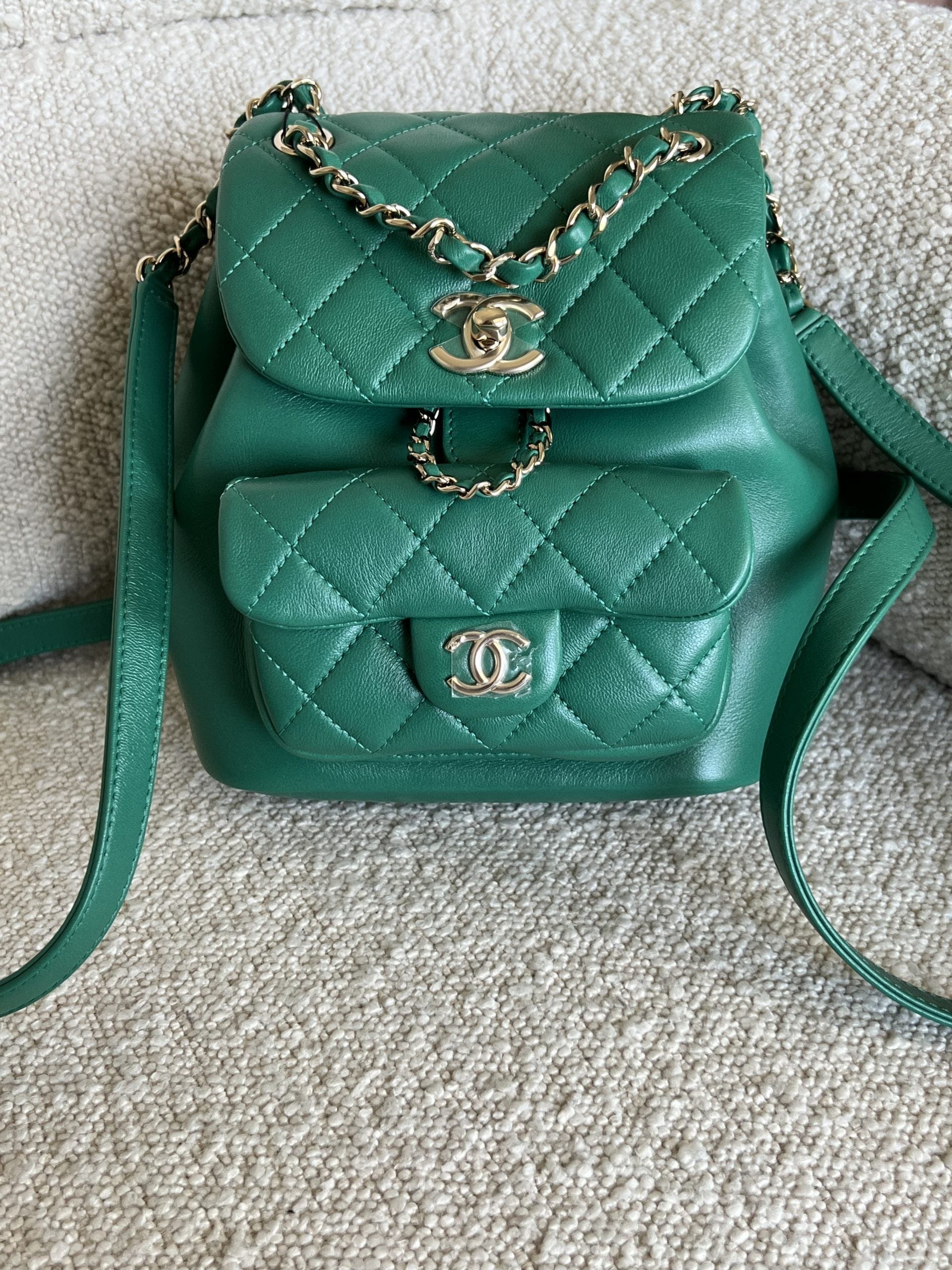 Green chanel backpack sale