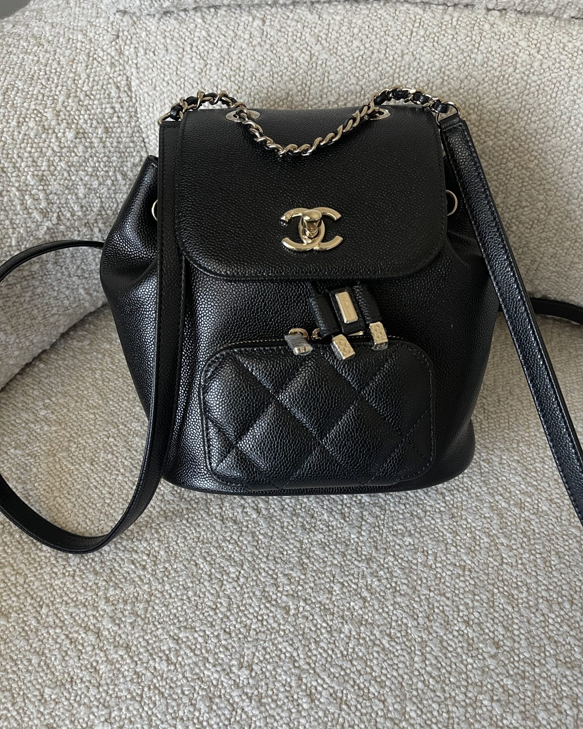 CHANEL Backpack 22B Black Caviar Backpack Small (Updated Size) LGHW - Redeluxe