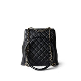 CHANEL Backpack Black 23A Black Lambskin Quilted Duma Back Pack Light Gold Hardware - Redeluxe