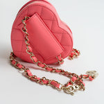 CHANEL Belt Bag Pink 22S CC In Love Heart Zipped Pink Lambskin Quilted Belt Bag LGHW - Redeluxe