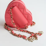 CHANEL Belt Bag Pink 22S CC In Love Heart Zipped Pink Lambskin Quilted Belt Bag LGHW - Redeluxe