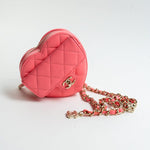 CHANEL Belt Bag Pink 22S CC In Love Heart Zipped Pink Lambskin Quilted Belt Bag LGHW - Redeluxe