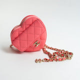 CHANEL Belt Bag Pink 22S CC In Love Heart Zipped Pink Lambskin Quilted Belt Bag LGHW - Redeluxe