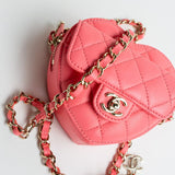 CHANEL Belt Bag Pink 22S CC In Love Heart Zipped Pink Lambskin Quilted Belt Bag LGHW - Redeluxe