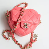 CHANEL Belt Bag Pink 22S CC In Love Heart Zipped Pink Lambskin Quilted Belt Bag LGHW - Redeluxe