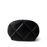 CHANEL Black 24C Black Lambskin Quilted 19 Flap Backpack Mixed Hardware - Redeluxe