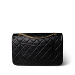 CHANEL Black Black Crumpled Calfskin Quilted Reissue 2.55 227 Aged Gold Hardware - Redeluxe