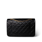 CHANEL Black Black Crumpled Calfskin Quilted Reissue 2.55 227 Aged Gold Hardware - Redeluxe