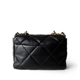 CHANEL Black Black Lambskin Quilted 19 Flap Large Aged Gold Hardware - Redeluxe