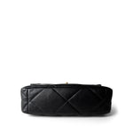 CHANEL Black Black Lambskin Quilted 19 Flap Large Aged Gold Hardware - Redeluxe