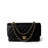 CHANEL Black Medium Black Caviar Quilted Classic Flap Gold Hardware - Redeluxe