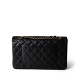 CHANEL Black Medium Black Caviar Quilted Classic Flap Gold Hardware - Redeluxe