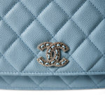 CHANEL Blue 22S Light Blue Caviar Quilted Wallet on Chain - Redeluxe