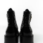 CHANEL Boots Shinny Calfskin Quilted Lace up Combat Boots - Redeluxe