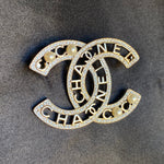 CHANEL Brooch Gold Chanel CC Brooch Pearly and Crystal - Redeluxe