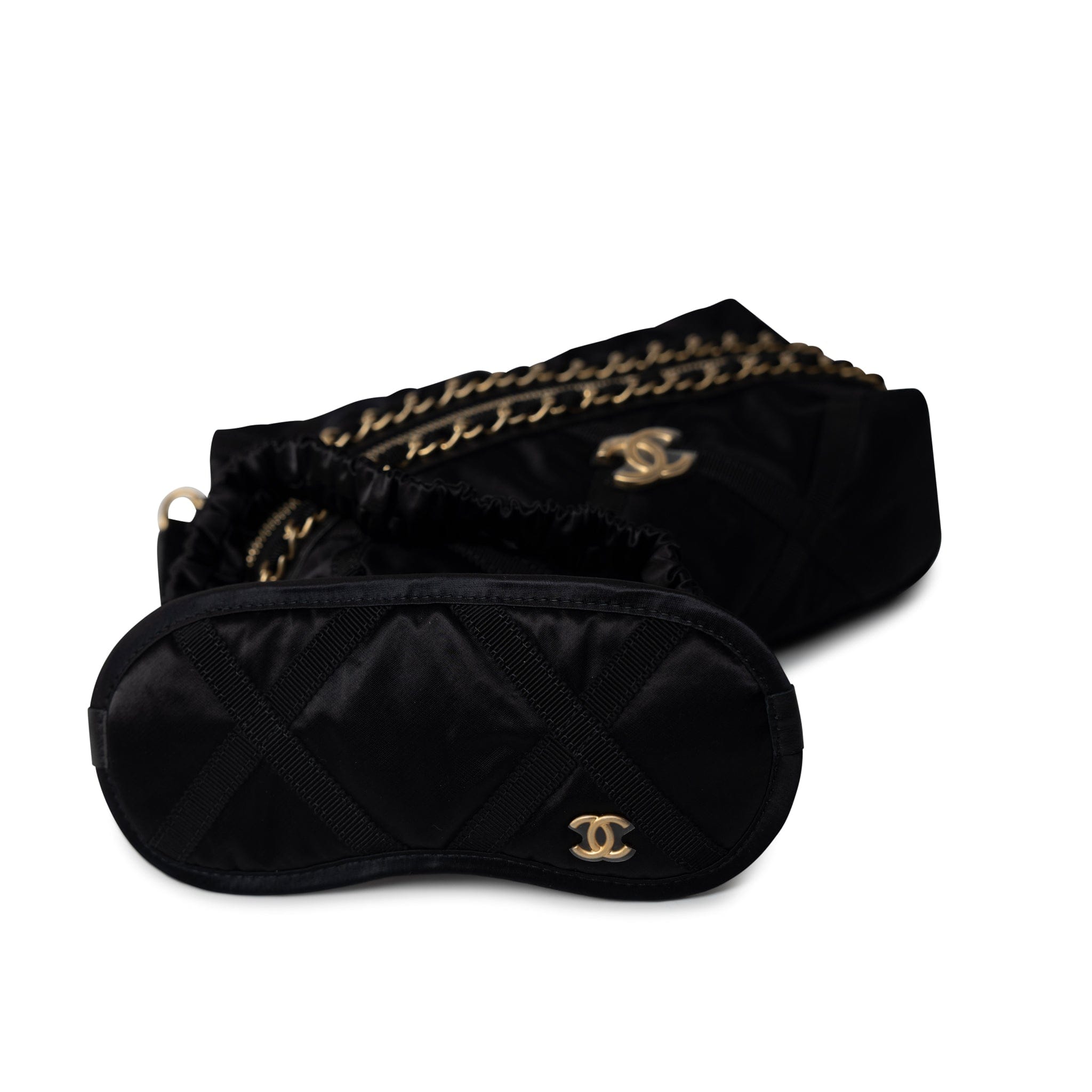 CHANEL Cosmetic Cases Black 22P CC Travel Pouch With Sleep Mask - Redeluxe