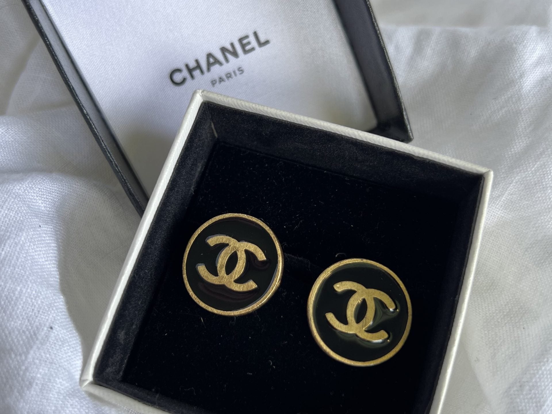 CHANEL Earrings Chanel CC Button Clip-on Earrings - Redeluxe