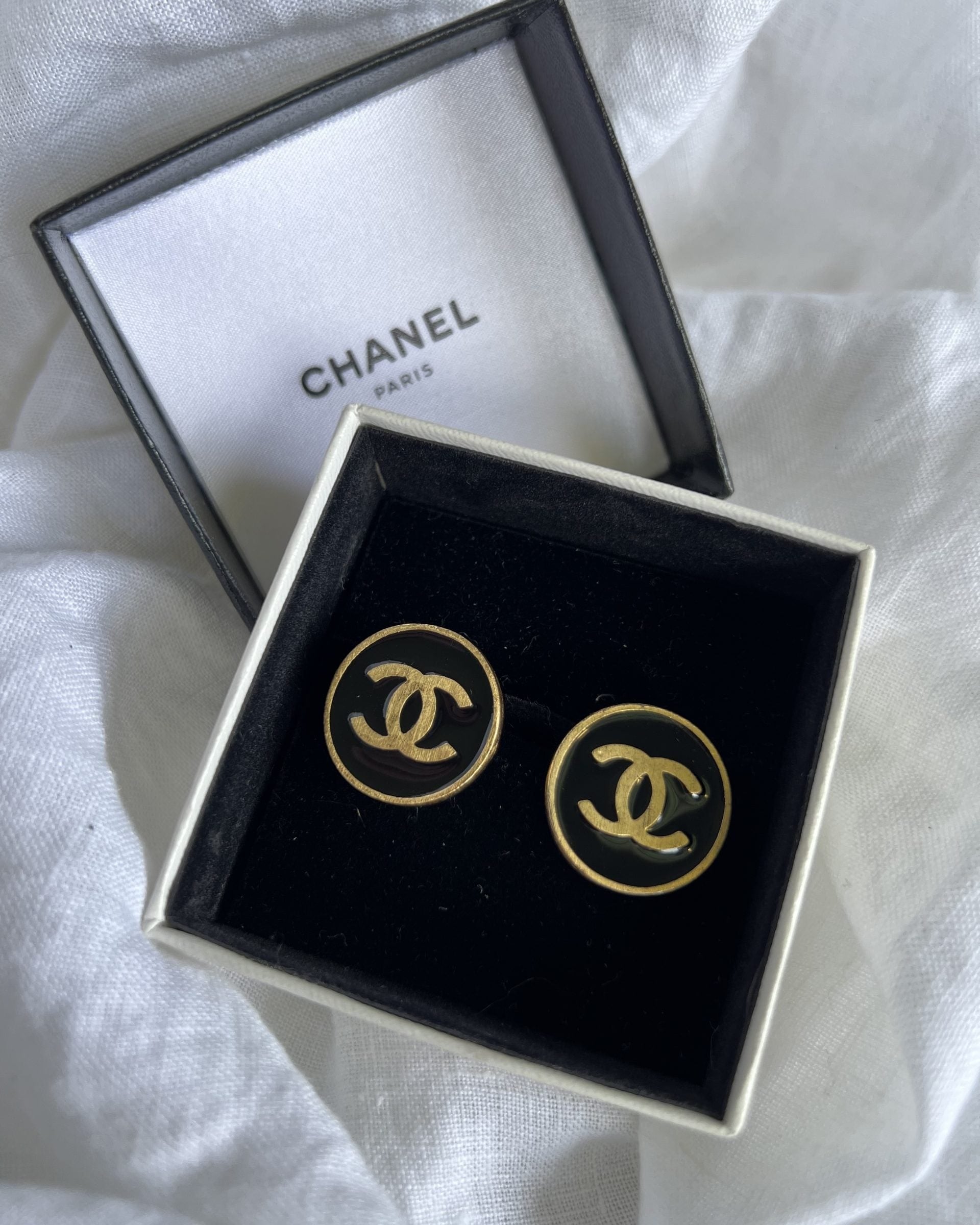 CHANEL Earrings Chanel CC Button Clip-on Earrings - Redeluxe