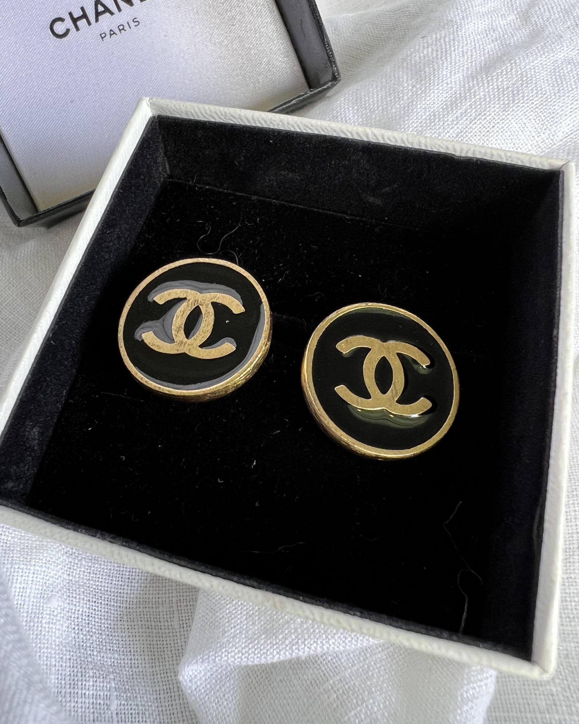 CHANEL Earrings Chanel CC Button Clip-on Earrings - Redeluxe