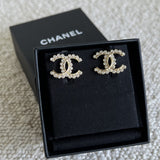 CHANEL Earrings Chanel CC Crystal and Gold Earrings - Redeluxe