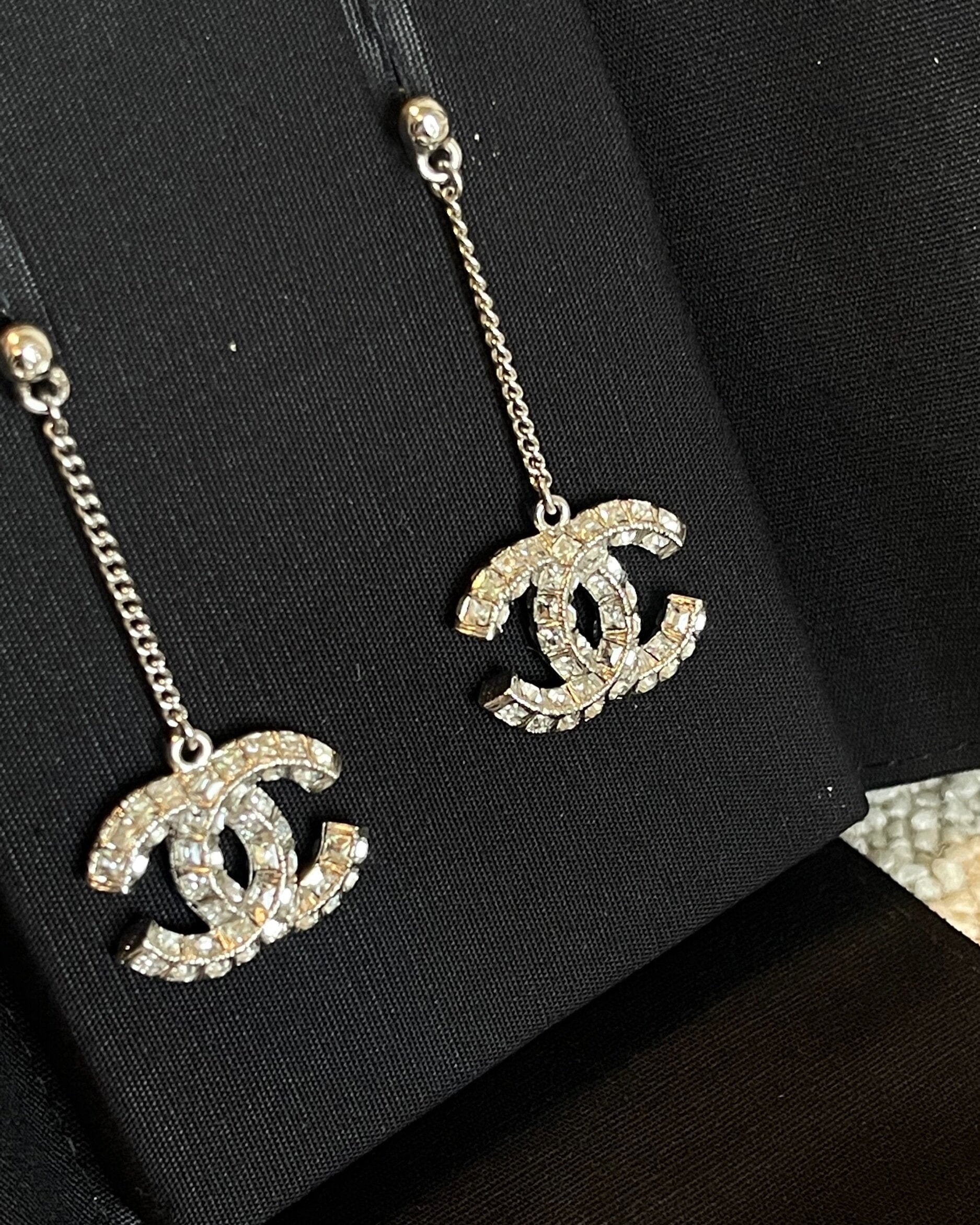 CHANEL Earrings Chanel CC Earring Silver & Crystal - Redeluxe