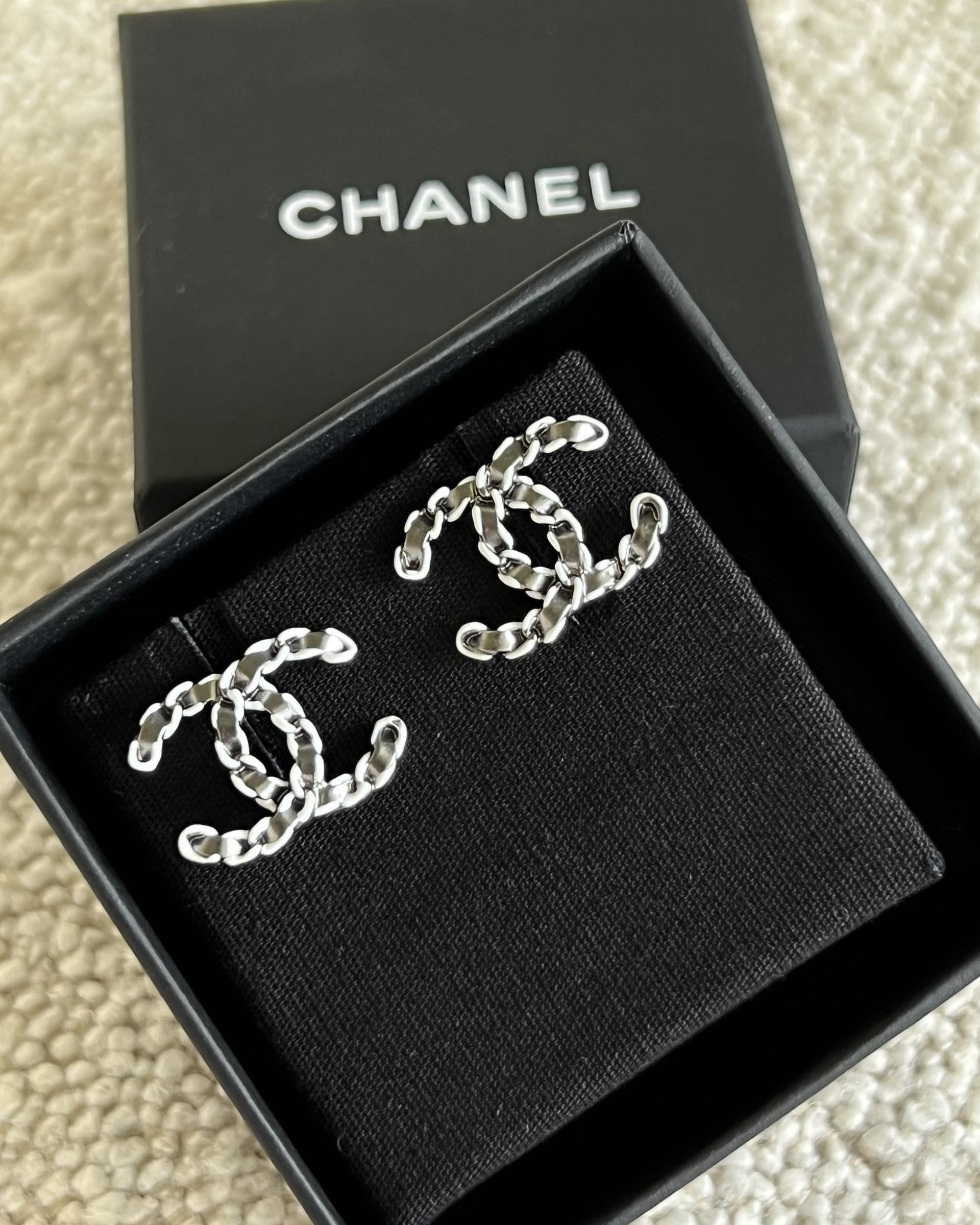 CHANEL Earrings Classic CC Ruthenium Earring - Redeluxe