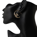 CHANEL Earrings Gold Chanel CC Light Gold Hoop Earrings - Redeluxe