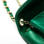 CHANEL Handbag 18S Emerald Green Caviar Quilted Mini Square Light Gold Hardware - Redeluxe