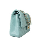 CHANEL Handbag 19c Tiffany Blue Caviar Quilted Classic Flap Light Gold Hardware - Redeluxe