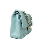 CHANEL Handbag 19c Tiffany Blue Caviar Quilted Classic Flap Light Gold Hardware - Redeluxe