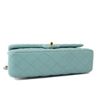 CHANEL Handbag 19c Tiffany Blue Caviar Quilted Classic Flap Light Gold Hardware - Redeluxe