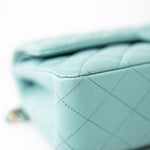 CHANEL Handbag 19c Tiffany Blue Caviar Quilted Classic Flap Light Gold Hardware - Redeluxe