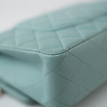 CHANEL Handbag 19c Tiffany Blue Caviar Quilted Classic Flap Light Gold Hardware - Redeluxe