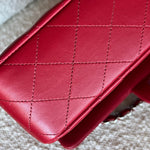 CHANEL Handbag 20B Red Lambskin Quilted Classic Flap Medium SHW - Redeluxe