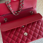 CHANEL Handbag 20B Red Lambskin Quilted Classic Flap Medium SHW - Redeluxe