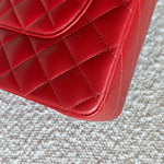 CHANEL Handbag 20B Red Lambskin Quilted Classic Flap Medium SHW - Redeluxe