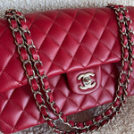 CHANEL Handbag 20B Red Lambskin Quilted Classic Flap Medium SHW - Redeluxe