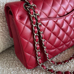 CHANEL Handbag 20B Red Lambskin Quilted Classic Flap Medium SHW - Redeluxe