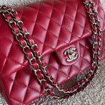 CHANEL Handbag 20B Red Lambskin Quilted Classic Flap Medium SHW - Redeluxe