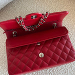 CHANEL Handbag 20B Red Lambskin Quilted Classic Flap Medium SHW - Redeluxe