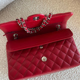 CHANEL Handbag 20B Red Lambskin Quilted Classic Flap Medium SHW - Redeluxe