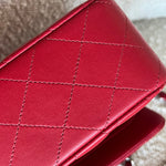 CHANEL Handbag 20B Red Lambskin Quilted Classic Flap Medium SHW - Redeluxe