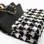 CHANEL Handbag 20S Ecru Black & White Tweed Quilted Medium Classic Flap LGHW - Redeluxe