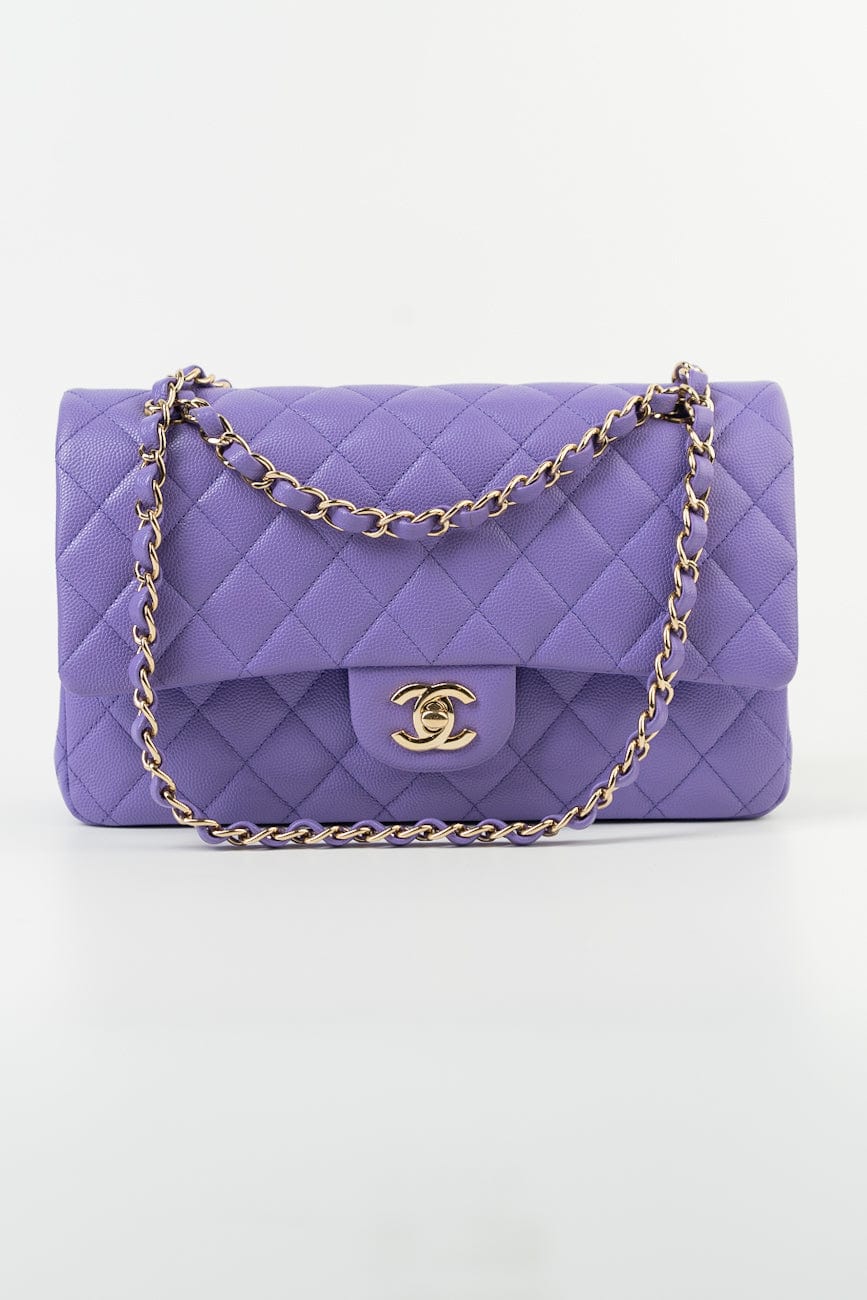 20S Purple Caviar Quilted Classic Flap Medium REDELUXE